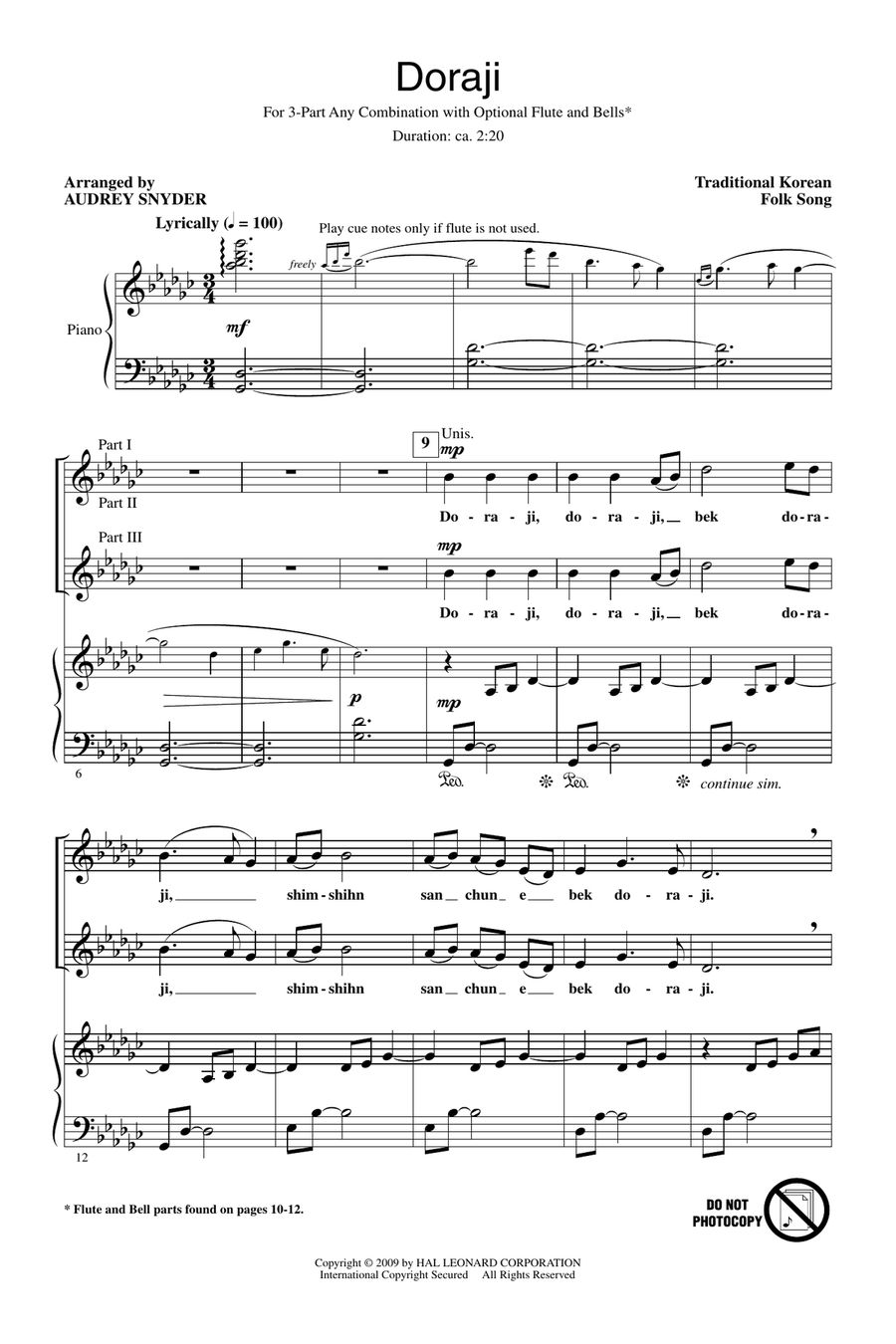 Doraji Doraji 3-Part scores gallery preview page 1