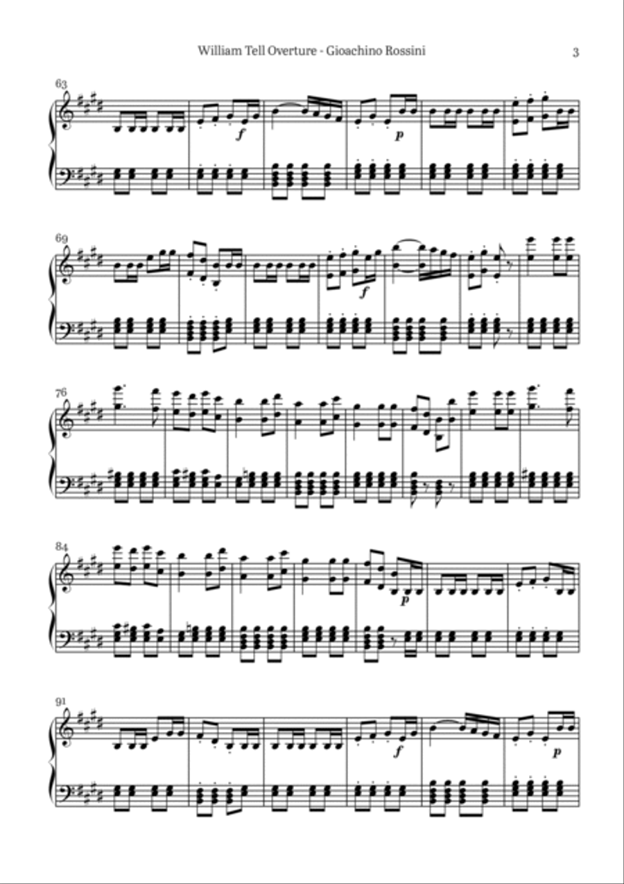 William Tell Overture - Finale Piano Solo scores gallery preview page 3