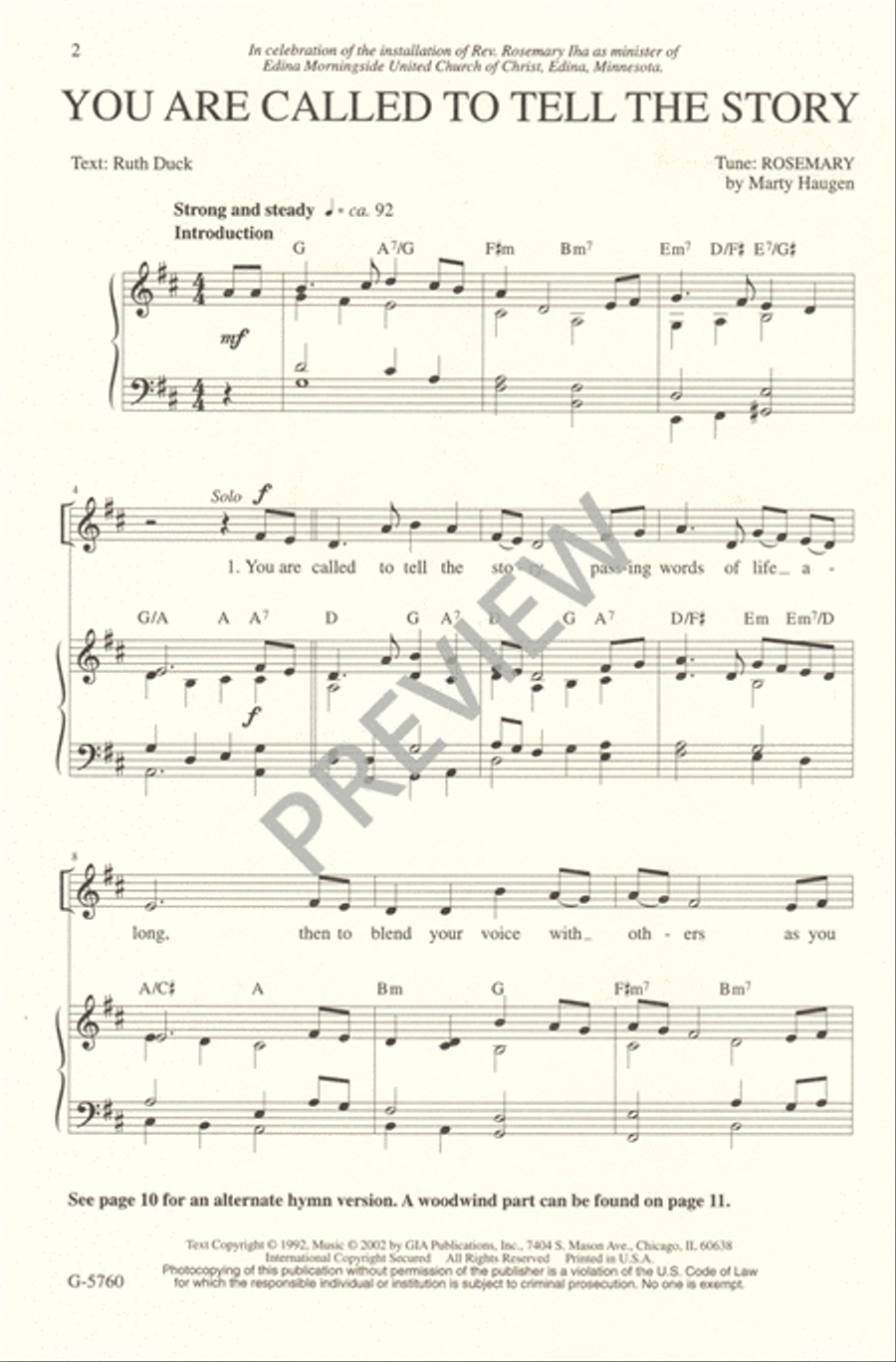 You Are Called to Tell the Story 4-Part scores gallery preview page 2