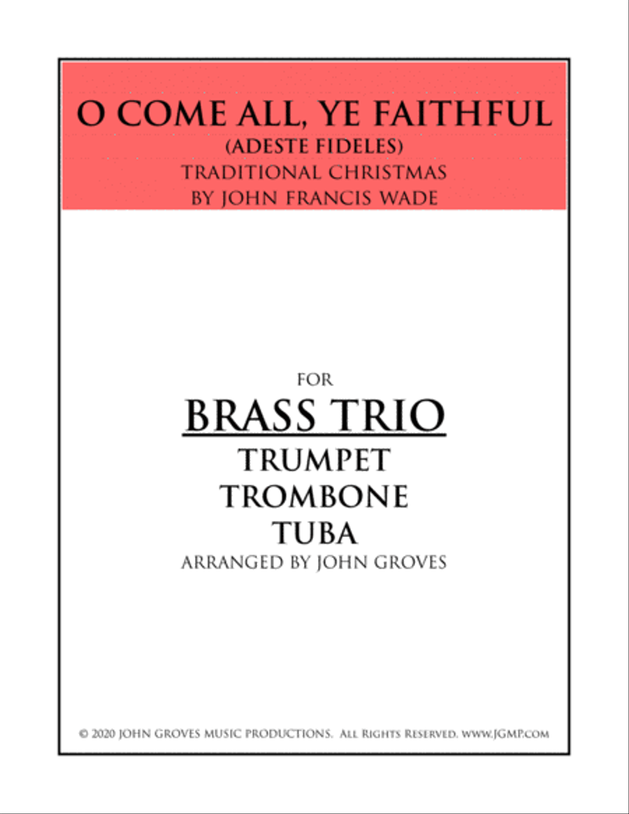 O Come, All Ye Faithful (Adeste Fideles) - Trumpet, Trombone, Tuba - (Brass Trio) Brass Trio scores gallery preview page 1
