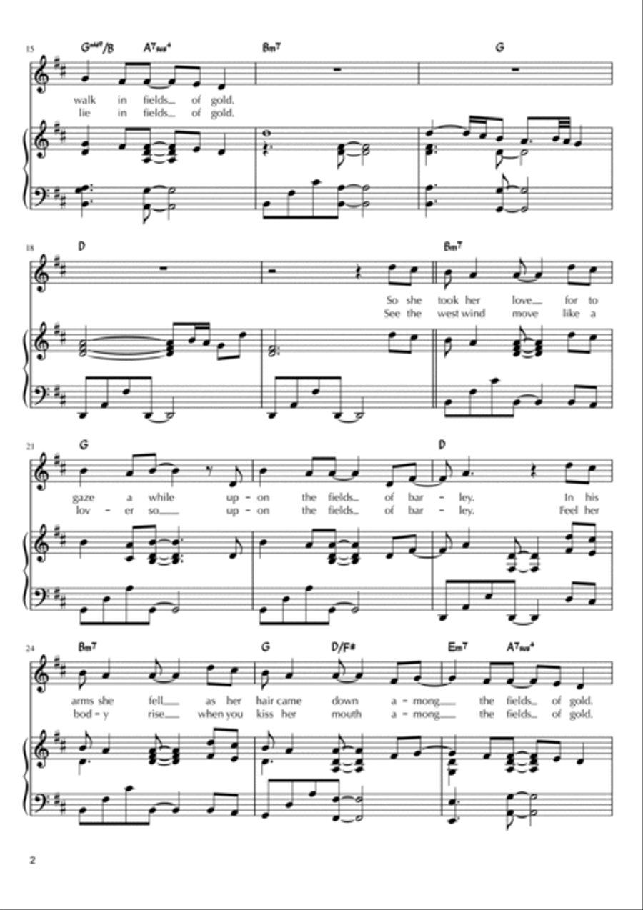 Fields Of Gold Piano, Vocal, Guitar scores gallery preview page 2