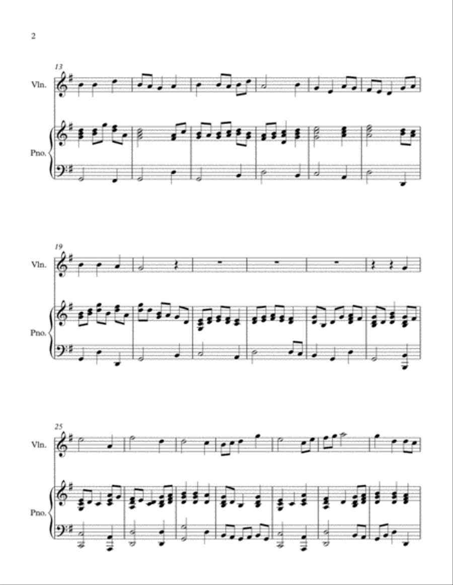 A Medley of Favourite Hymns (violin and piano) Violin Solo scores gallery preview page 2