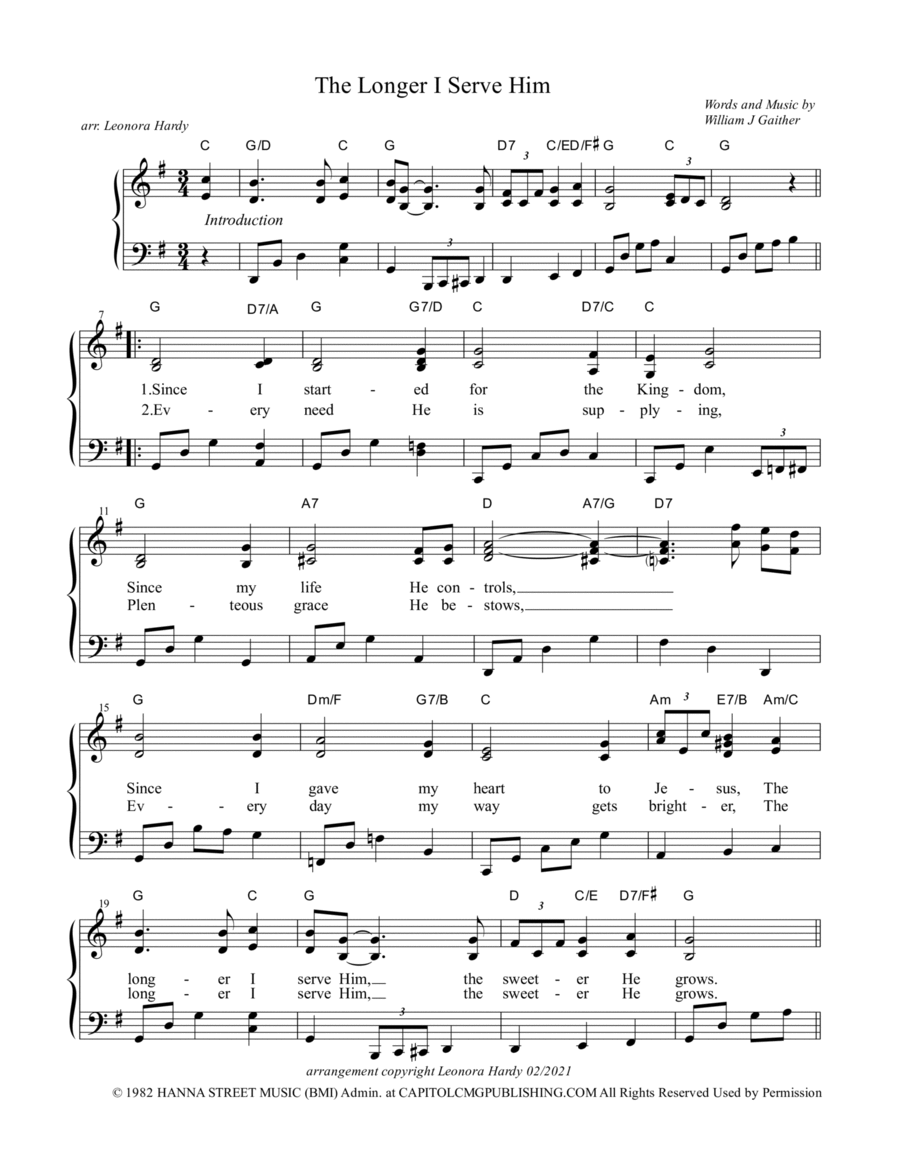 The Longer I Serve Him Voice scores gallery preview page 1