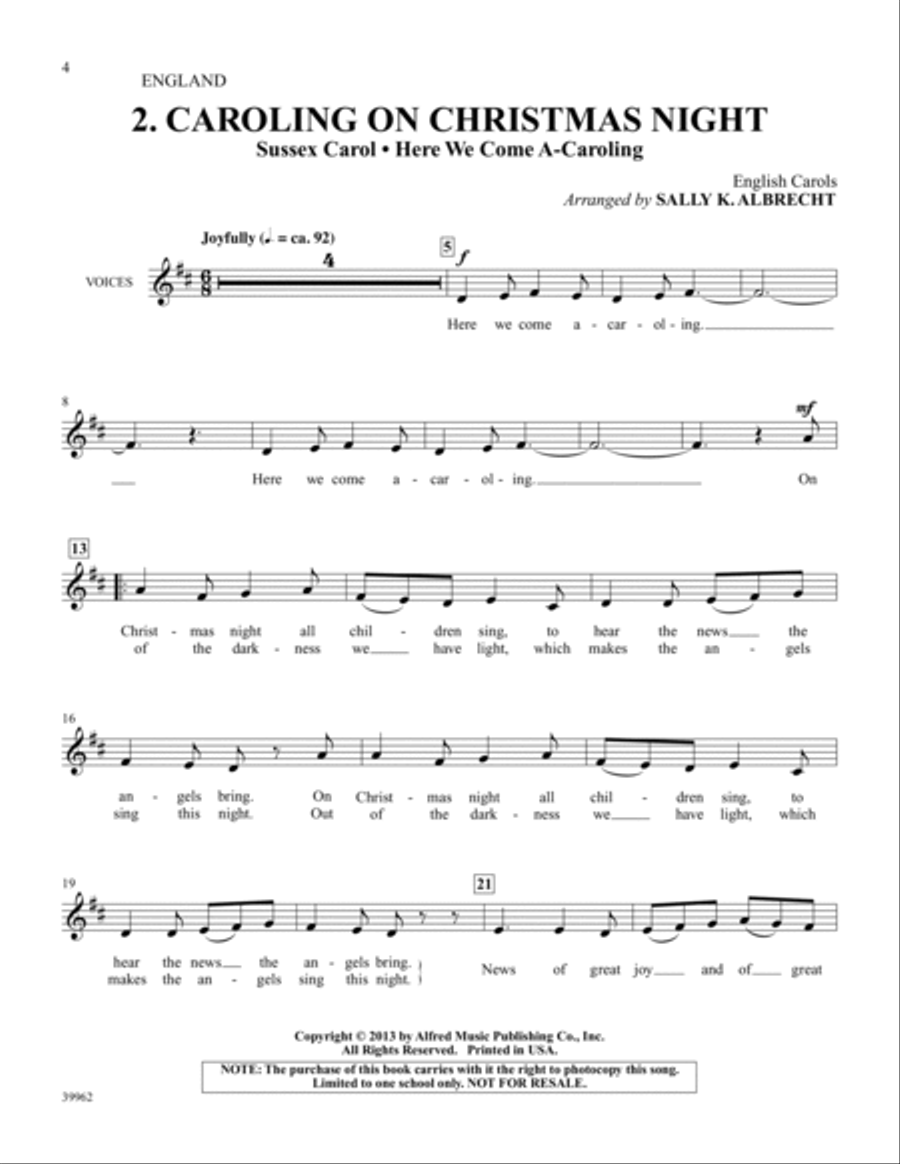 A World of Christmas -- Holiday Songs, Carols, and Customs from 15 Countries Unison Choir scores gallery preview page 9