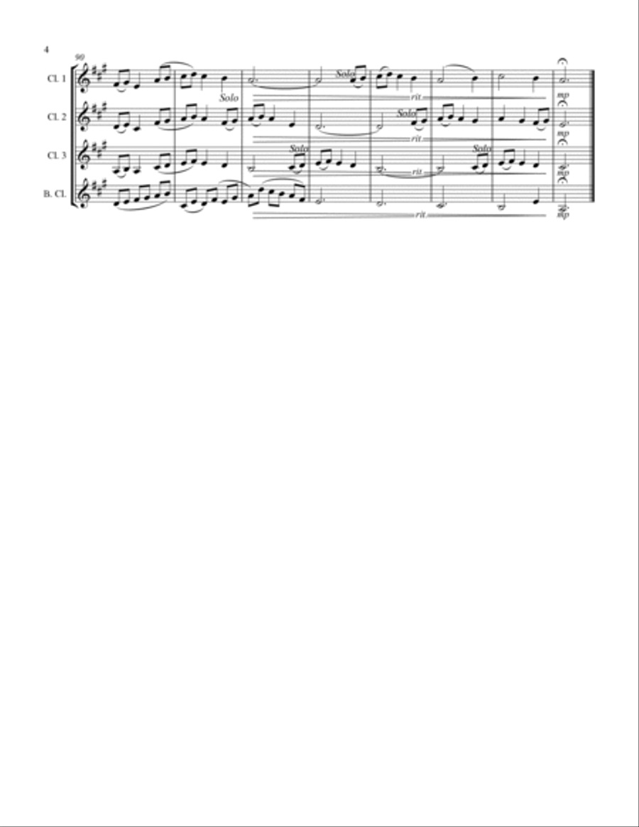 The Holly and the Ivy (for Clarinet Quartet) Clarinet Quartet scores gallery preview page 5
