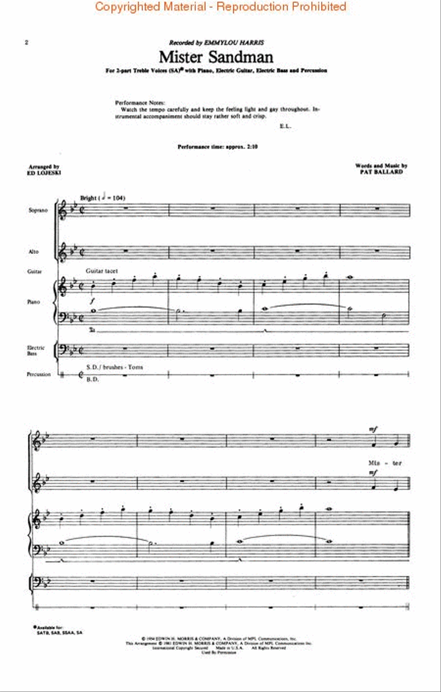 Mister Sandman SA scores gallery preview page 2