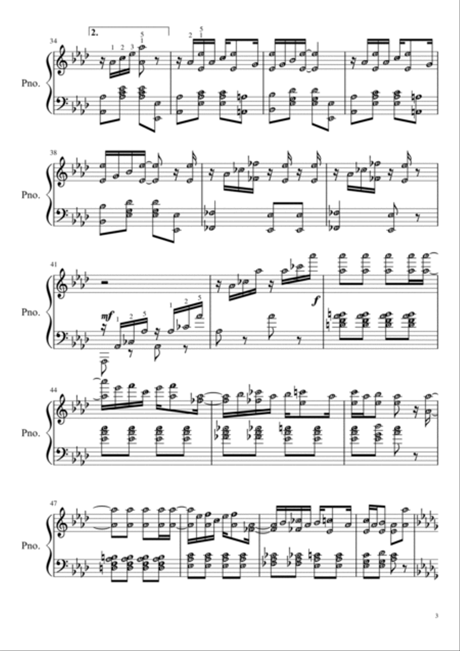 Maple Leaf Rag ORIGINAL version with note names & finger numbers Piano Solo scores gallery preview page 3