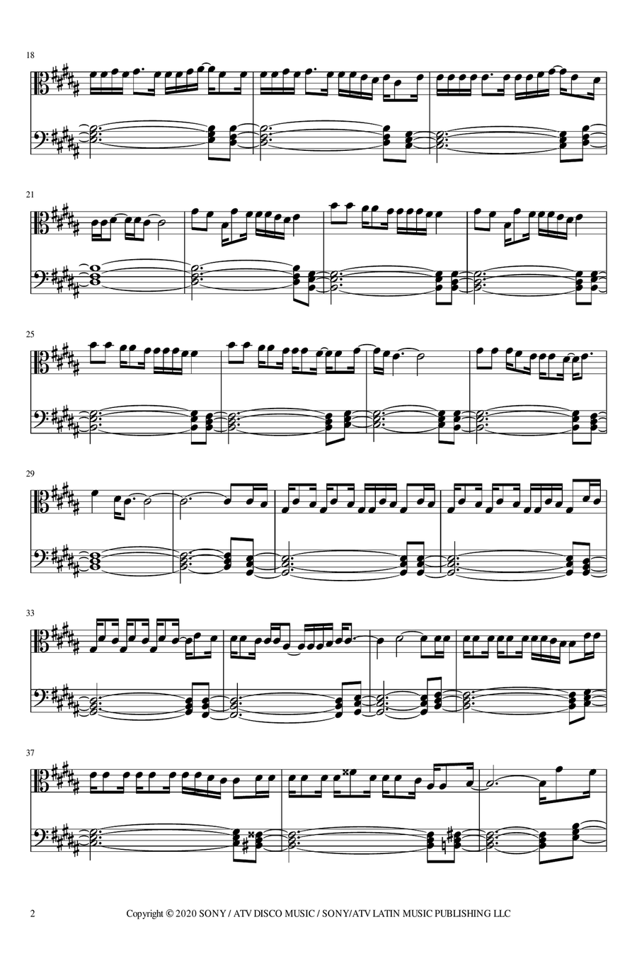 No Me Ensenaste Piano Solo scores gallery preview page 2