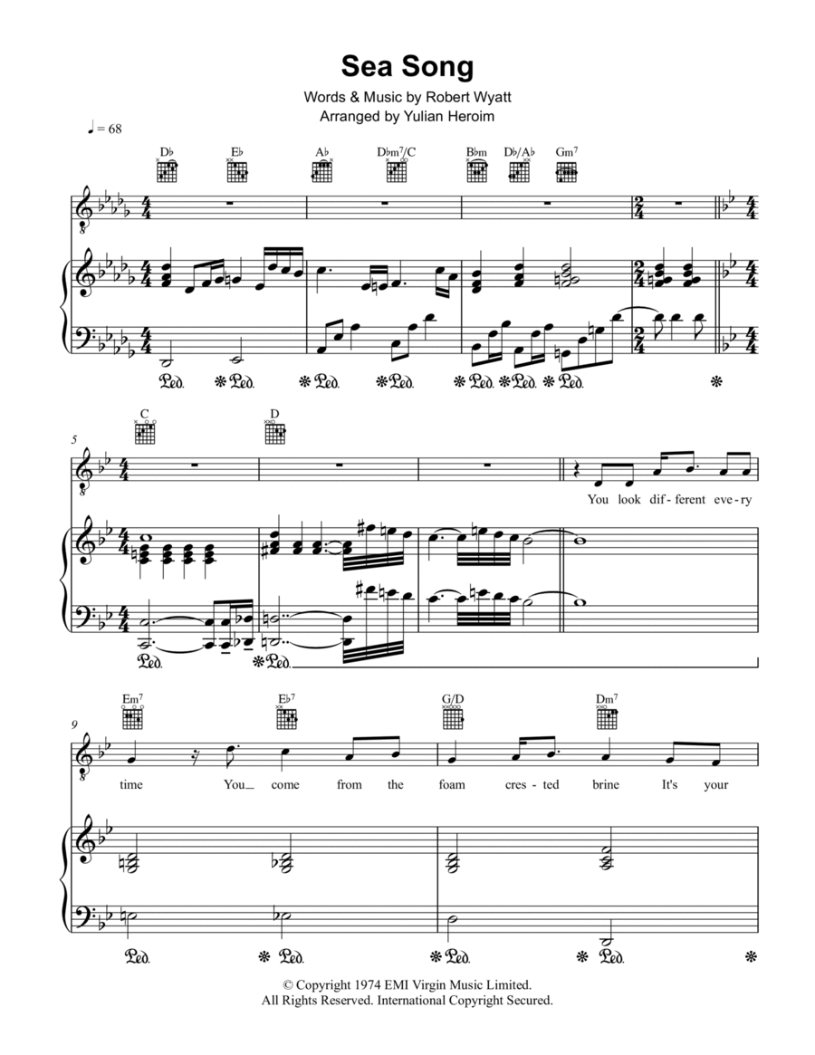 Sea Song Piano, Vocal, Guitar scores gallery preview page 1