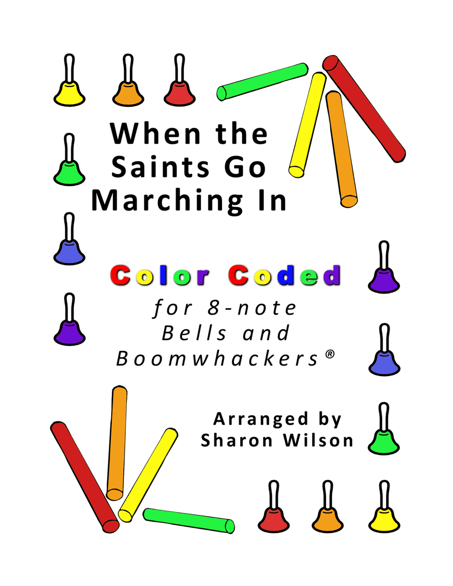When the Saints Go Marching In (for 8-note Bells and Boomwhacker with Color Coded Notes) Handbell Choir scores gallery preview page 1