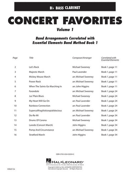 Concert Favorites Vol. 1 – Bb Bass Clarinet