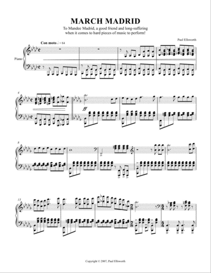 March Madrid Piano Solo scores gallery preview page 1
