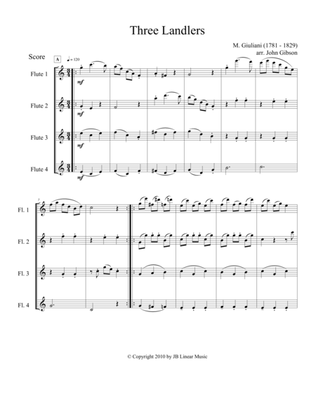 Three Landlers (Waltzes) for Flute Quartet