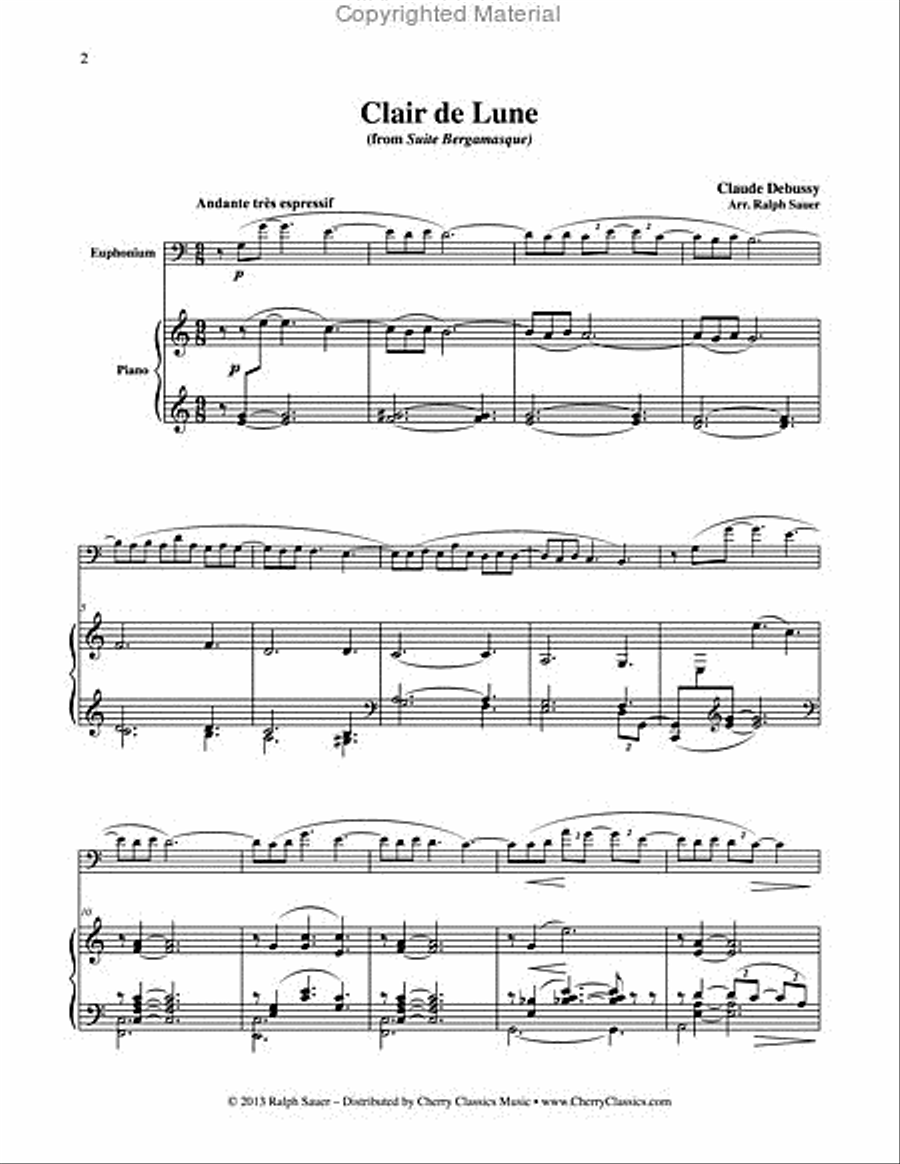 Clair de Lune for Euphonium & Piano Euphonium scores gallery preview page 3