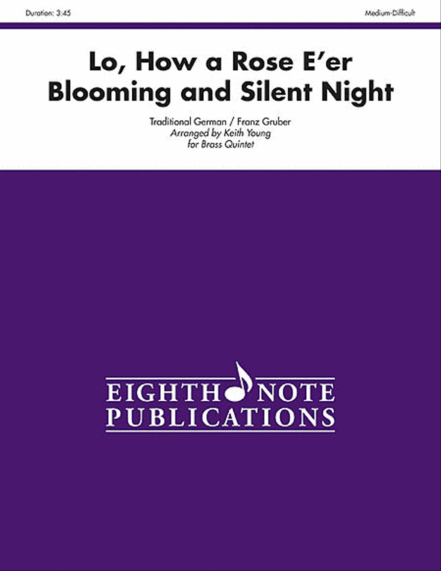 Lo, How a Rose E'er Blooming and Silent Night Brass Quintet scores gallery preview page 1