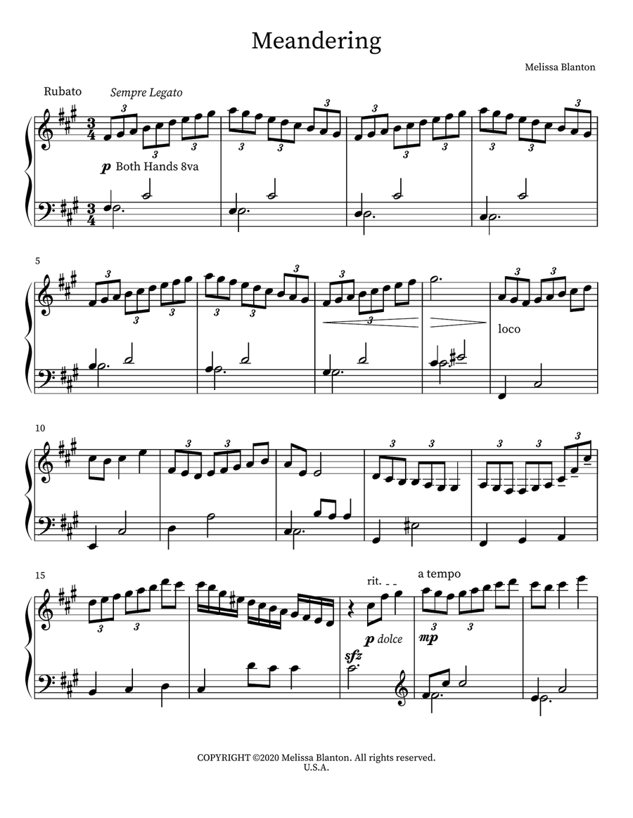 Meandering Piano scores gallery preview page 1
