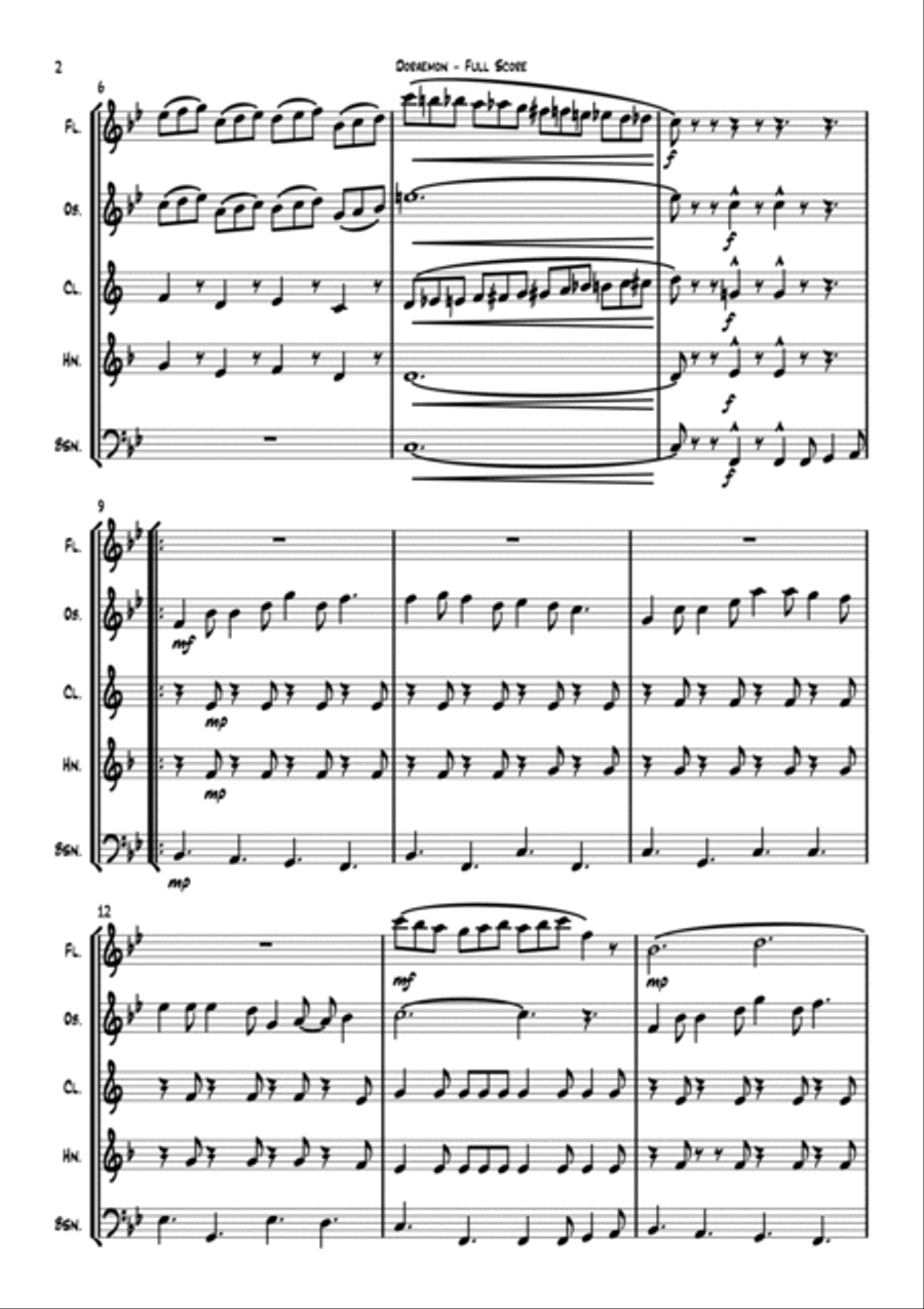 Doraemon Woodwind Quintet scores gallery preview page 4