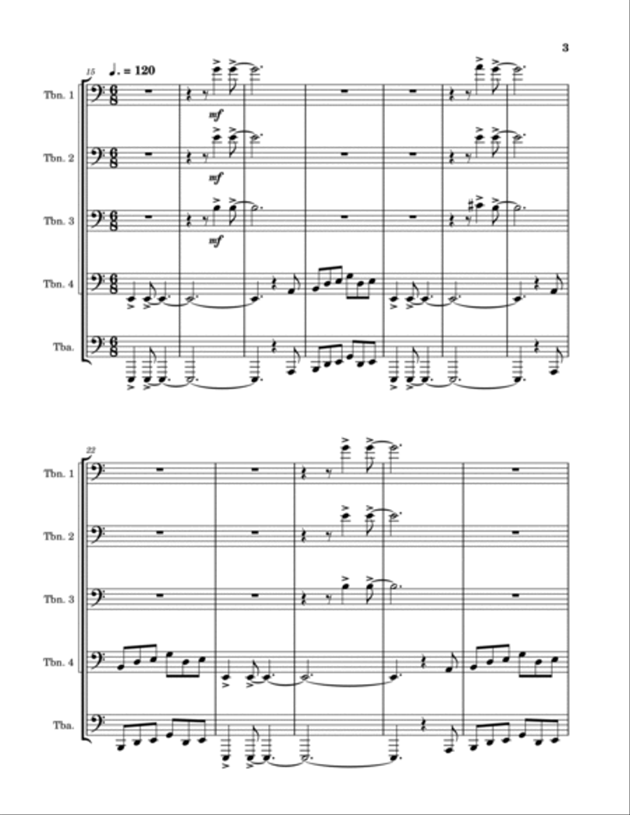 Carry On Wayward Son - Score Only Brass Quintet scores gallery preview page 3