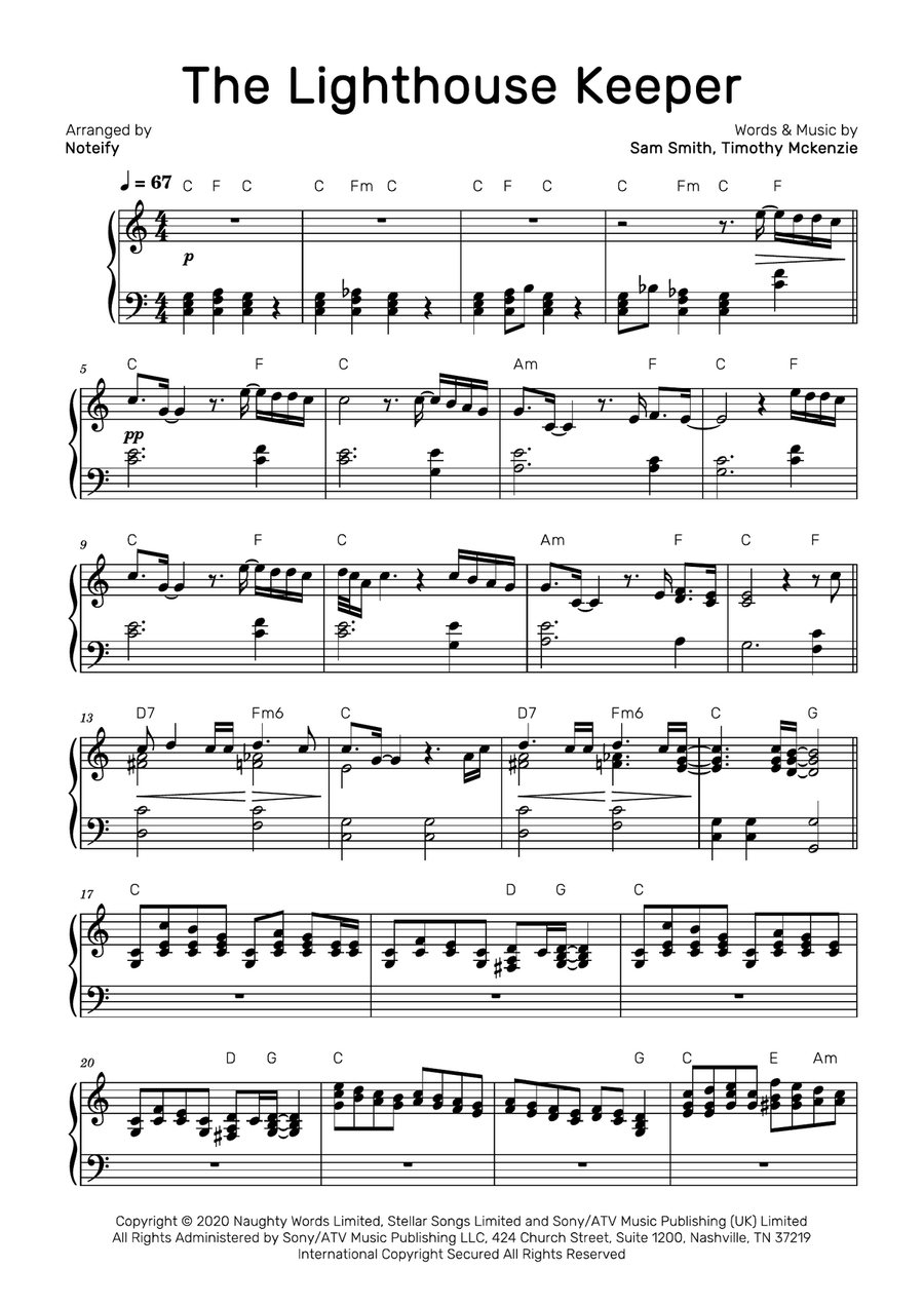 The Lighthouse Keeper Piano Solo scores gallery preview page 1
