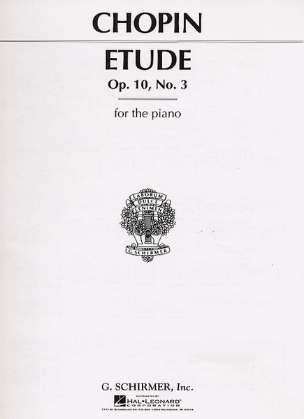 Etude, Op. 10, No. 3 in E Major by Frederic Chopin Piano Method - Sheet Music