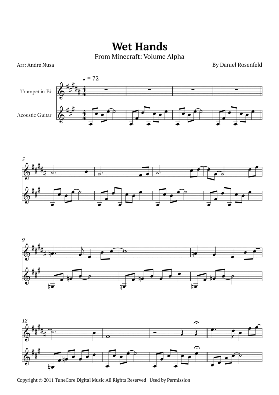 Wet Hands Trumpet Duet scores gallery preview page 1