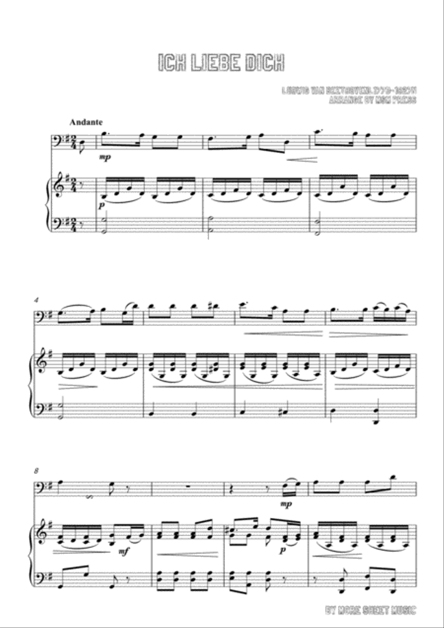 Beethoven-Ich liebe dich,for Cello and Piano Voice scores gallery preview page 3