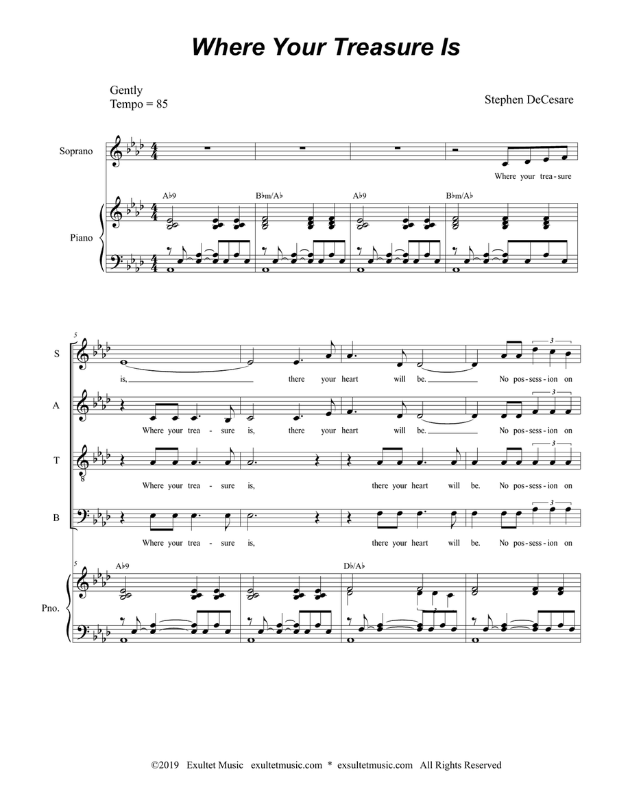 Where Your Treasure Is (SATB) 4-Part scores gallery preview page 1