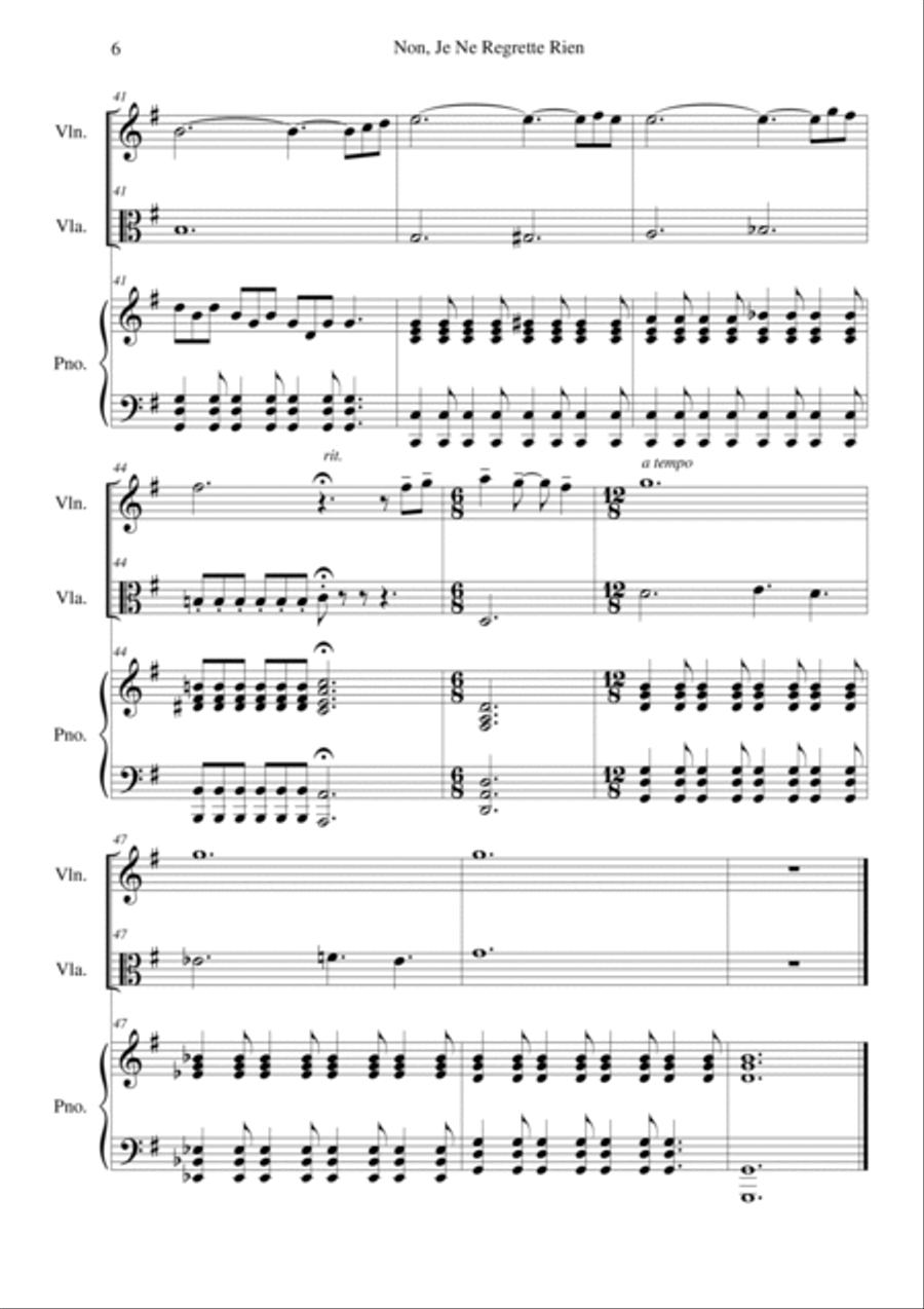 Non, Je Ne Regrette Rien Viola scores gallery preview page 6