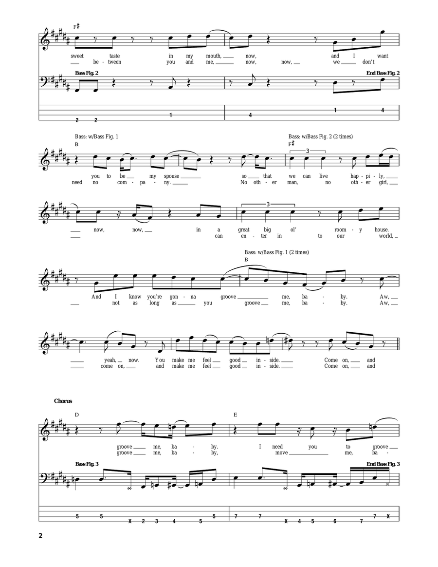 Groove Me Bass Guitar Tablature scores gallery preview page 2