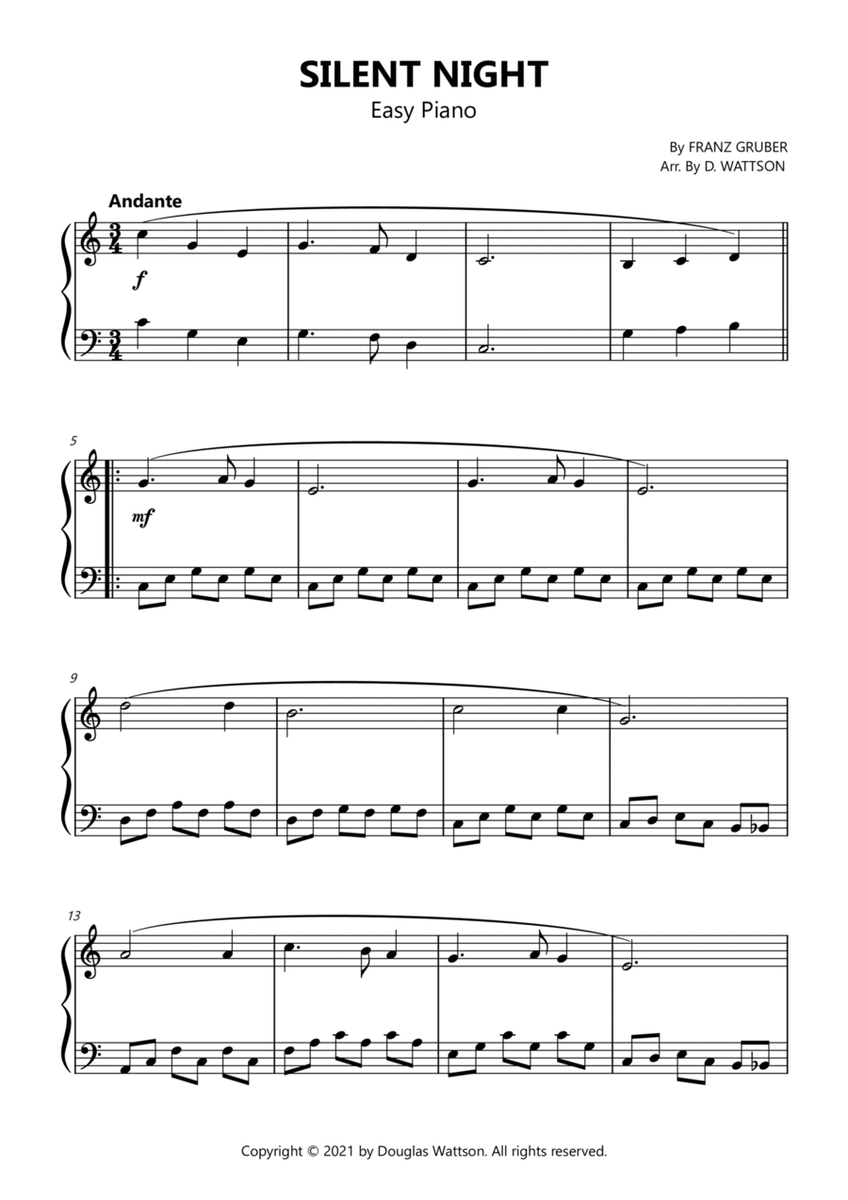 Silent Night sheet music for piano image number null