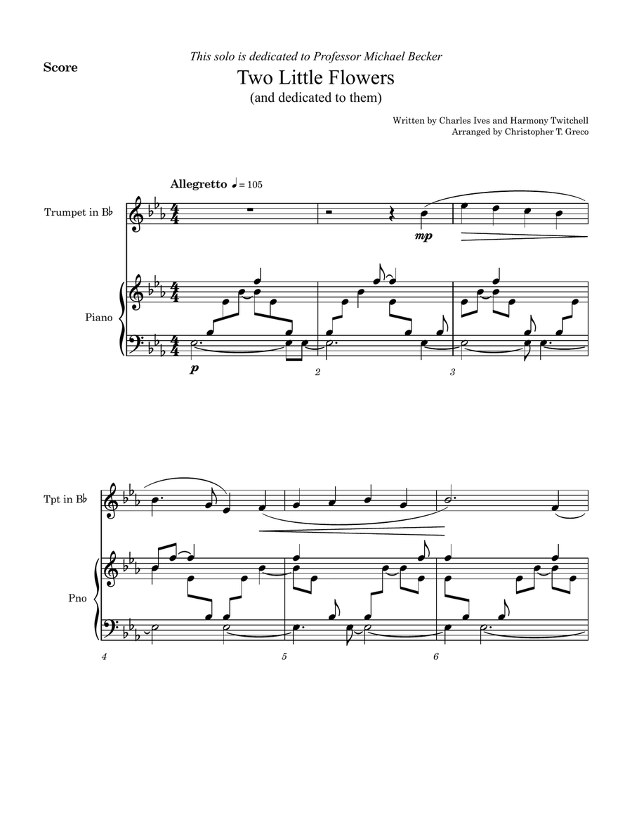 Two Little Flowers (And Dedicated to Them) B-Flat Trumpet scores gallery preview page 2