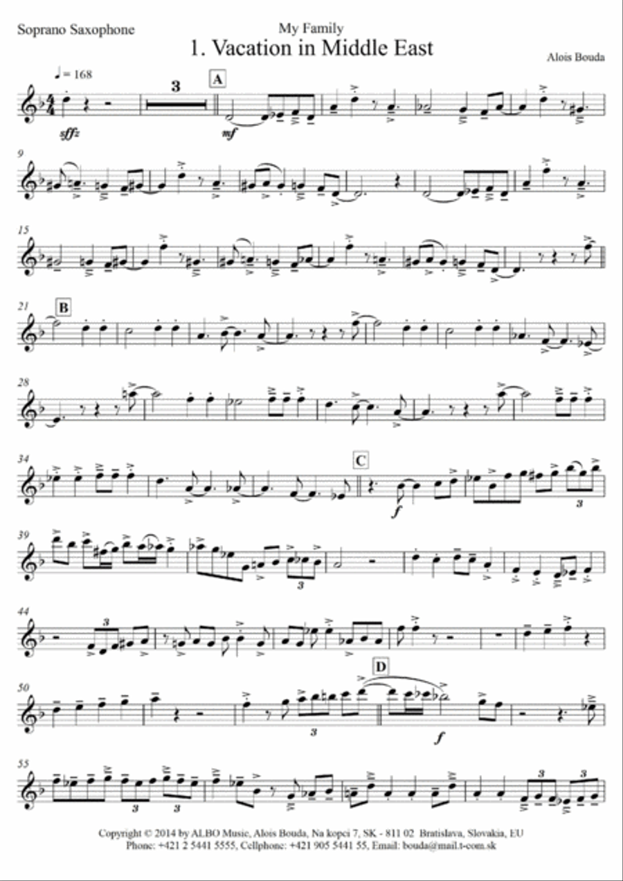 My Family 1 - Vacation In Middle East Saxophone Quartet scores gallery preview page 6