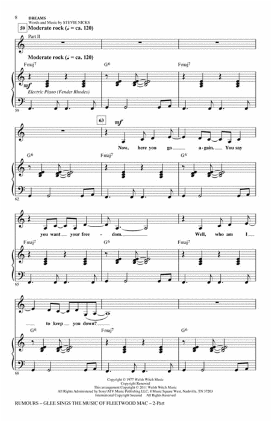 Rumours - Glee Sings The Music Of Fleetwood Mac 2-Part scores gallery preview page 3