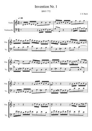 Book cover for Johann Sebastian Bach - Invention No.1 (Violin and Violoncello Duet)