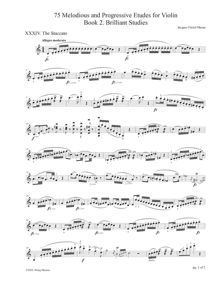 Mazas 75 Melodious & Progressive Etudes for Violin Book 2, No. 34