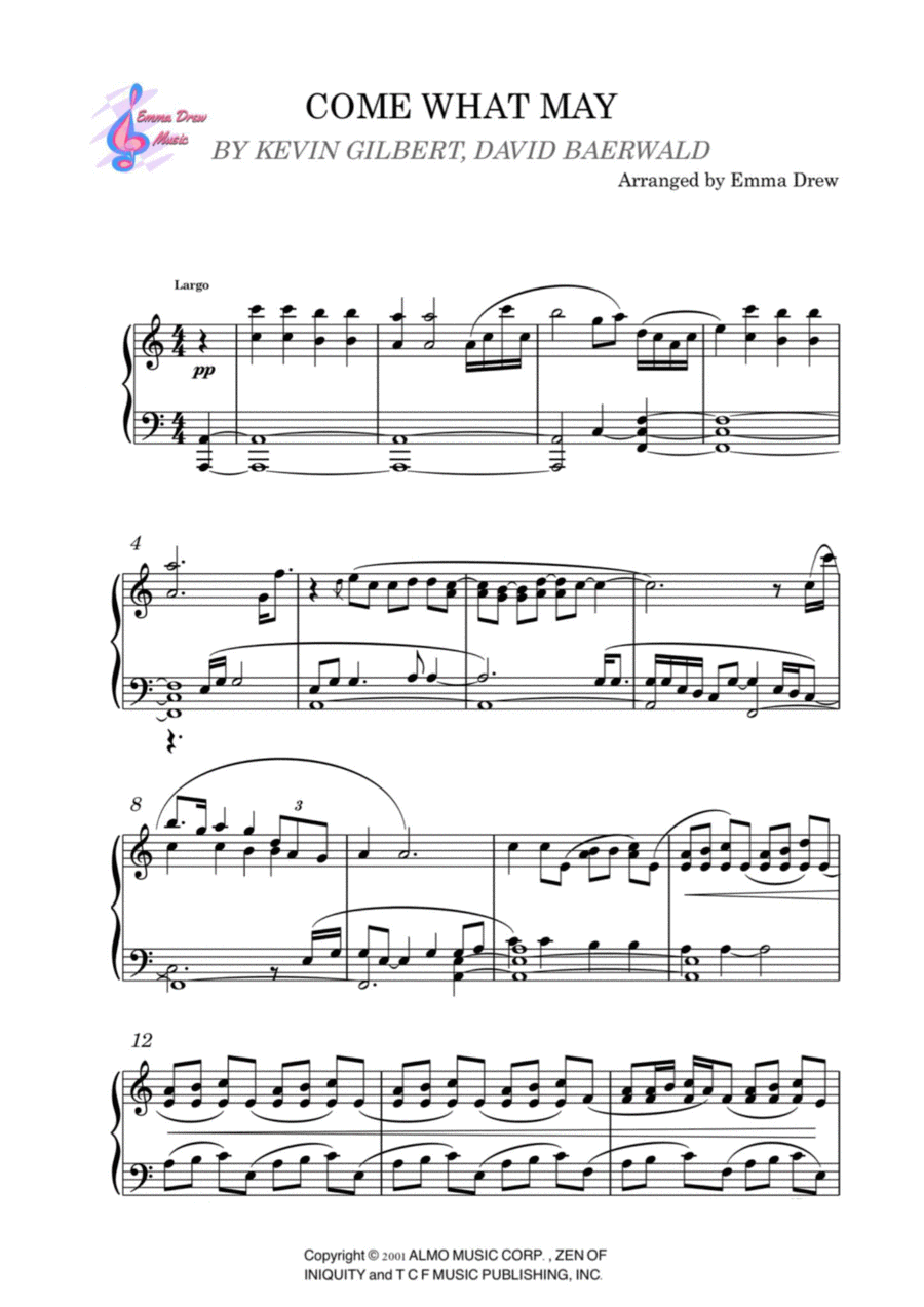 Come What May Come What May Piano Solo scores gallery preview page 1