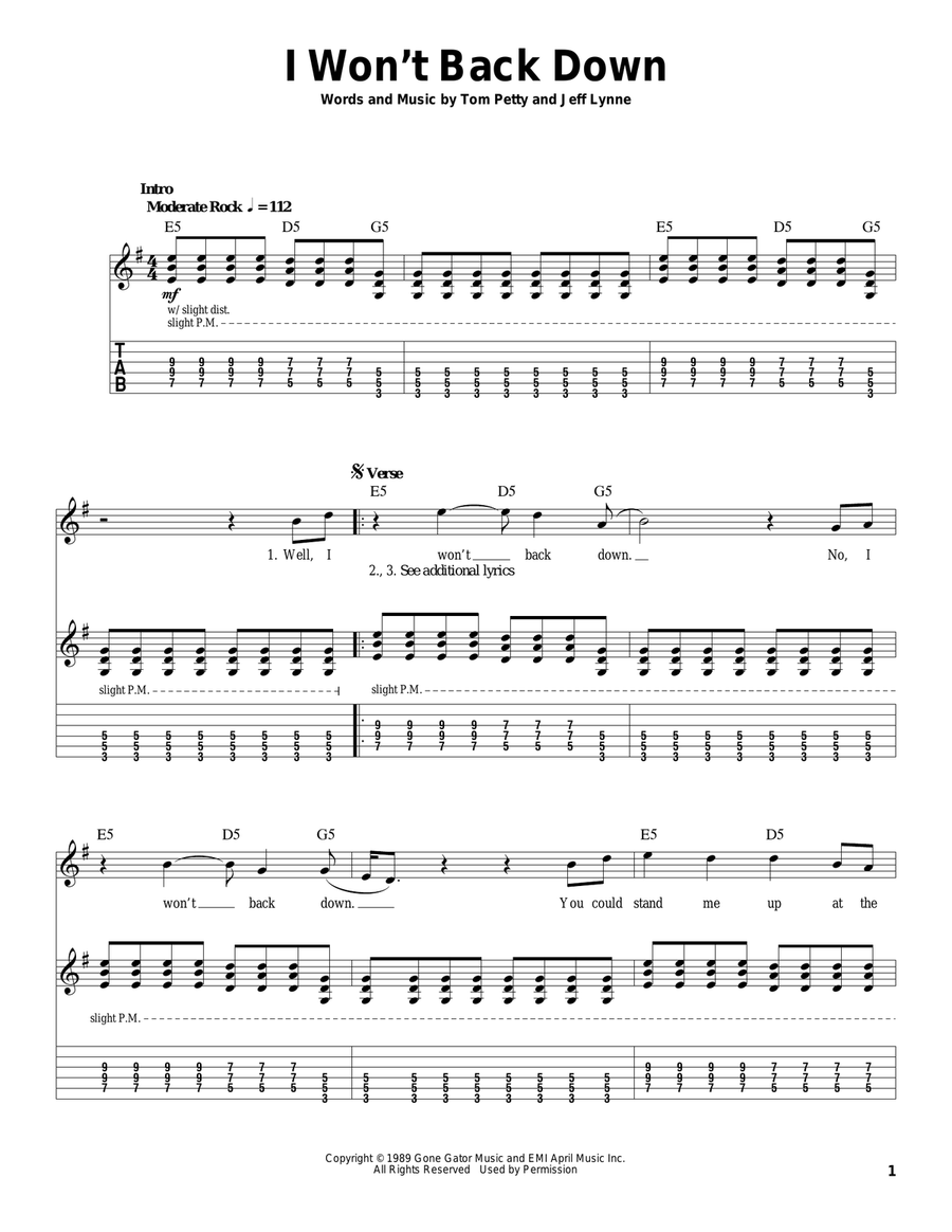 I Won't Back Down Acoustic Guitar scores gallery preview page 1
