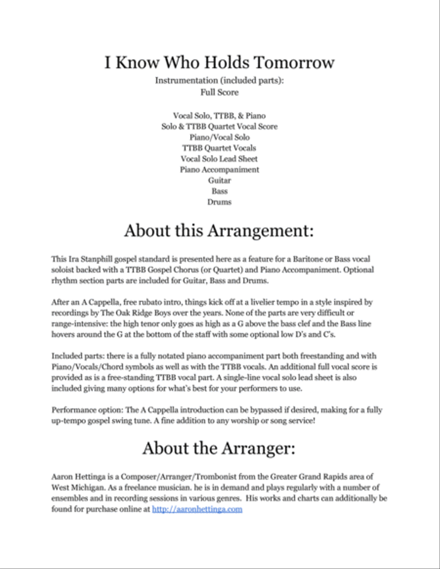 I Know Who Holds Tomorrow A Cappella scores gallery preview page 2