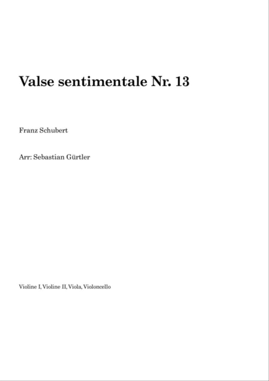 Valse sentimental Nr. 13 Valse sentimental Nr. 13 String Quartet scores gallery preview page 1