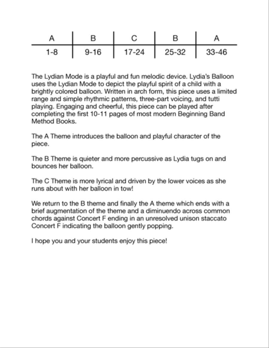 Lydia's Balloon Concert Band scores gallery preview page 3