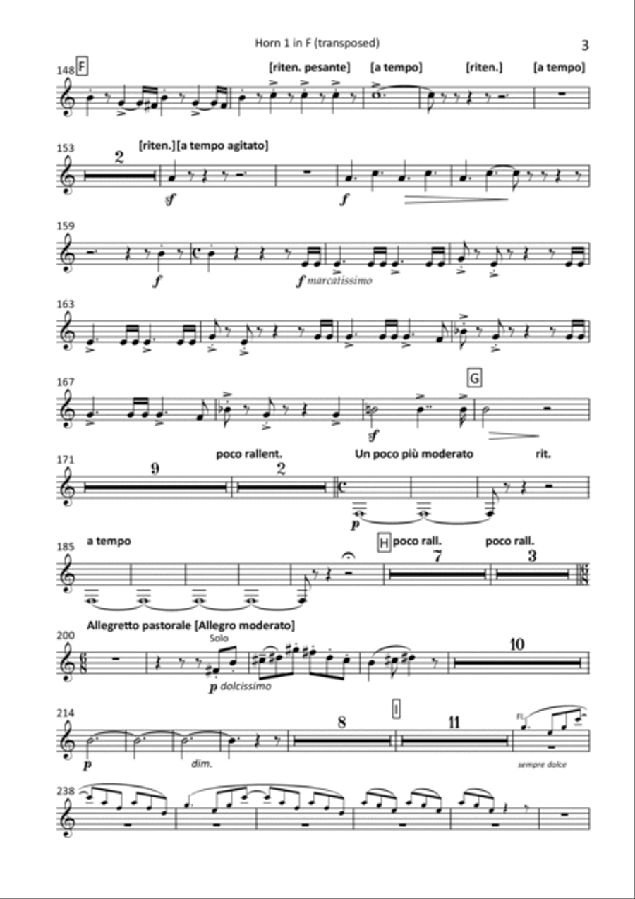 Les Preludes - transposed horn parts (1-4) Horn Solo scores gallery preview page 3