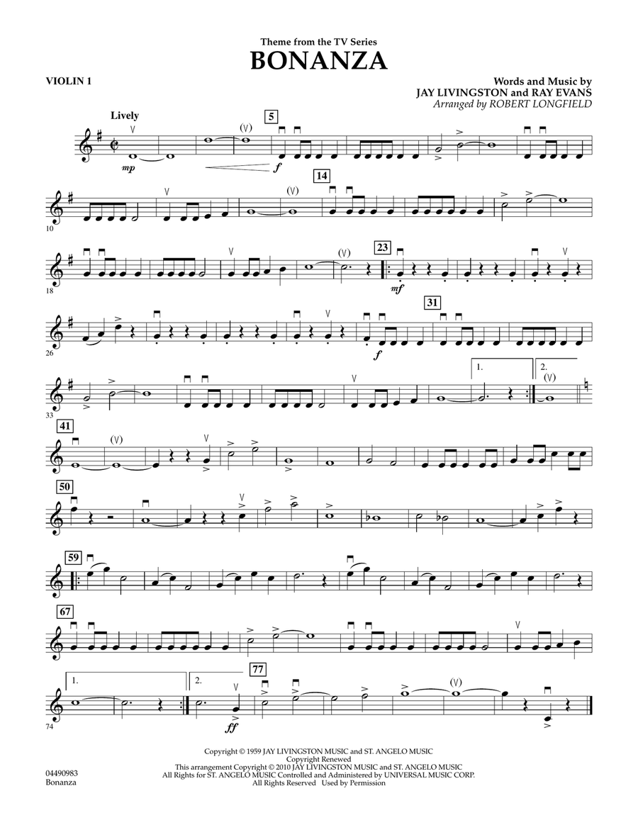 Bonanza - Violin 1 Bonanza - Violin 1 Orchestra scores gallery preview page 1