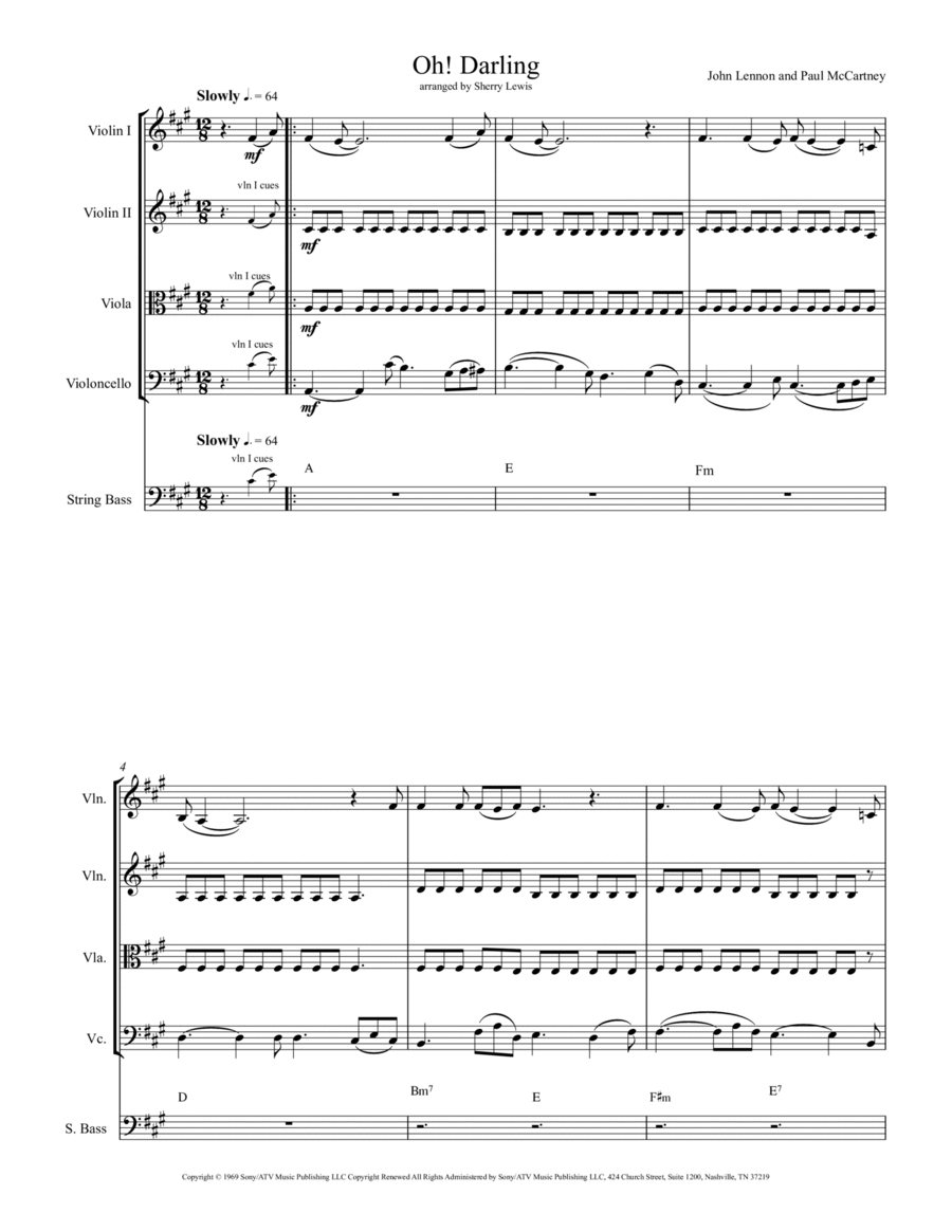 Oh! Darling String Quintet scores gallery preview page 1