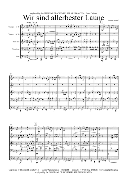 Allerbester Laune - German Polka - Brass Quintet image number null