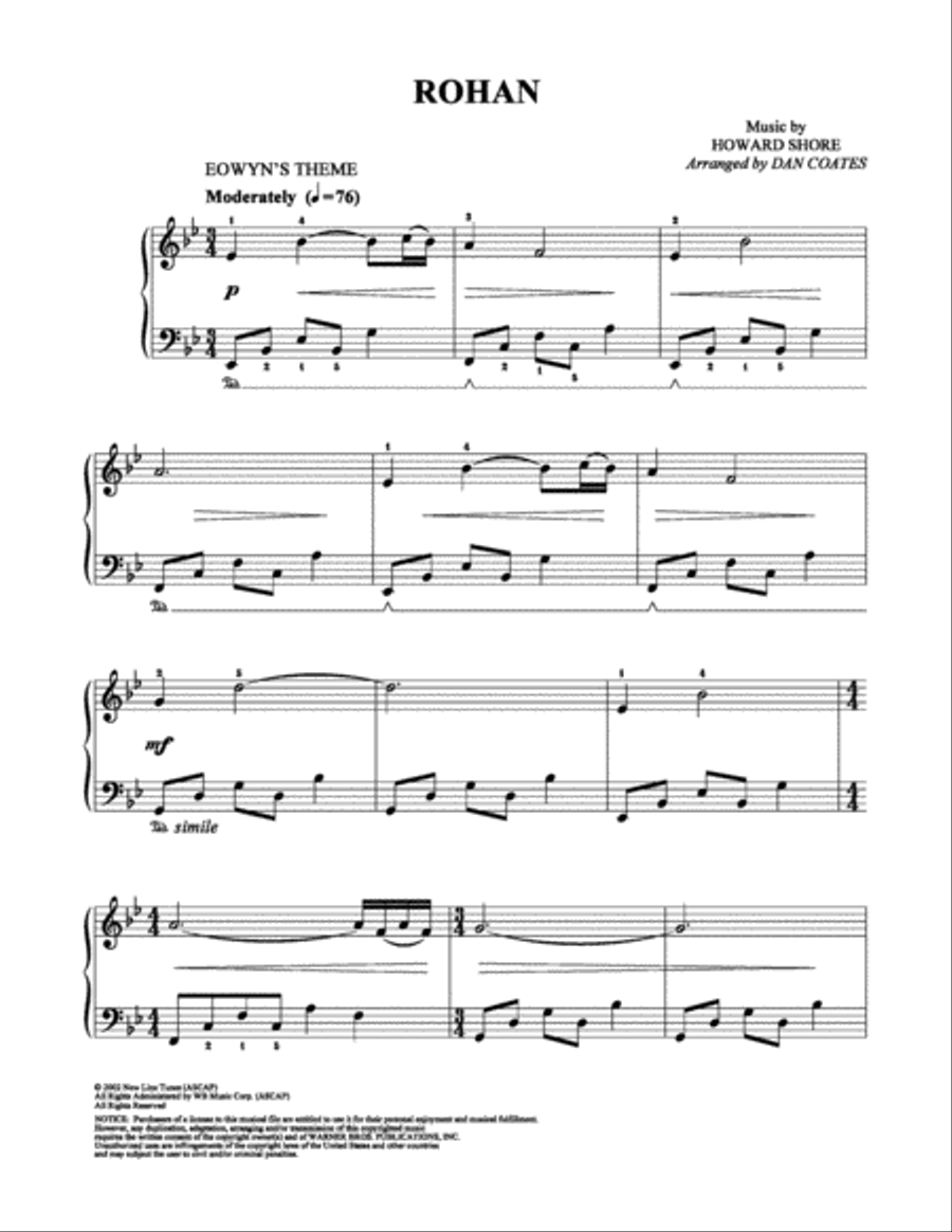 Rohan Easy Piano scores gallery preview page 1