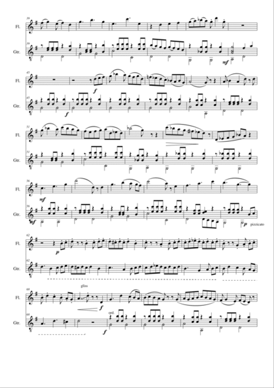 Hoe Down in the Ash Grove (flute and guitar) Flute scores gallery preview page 2