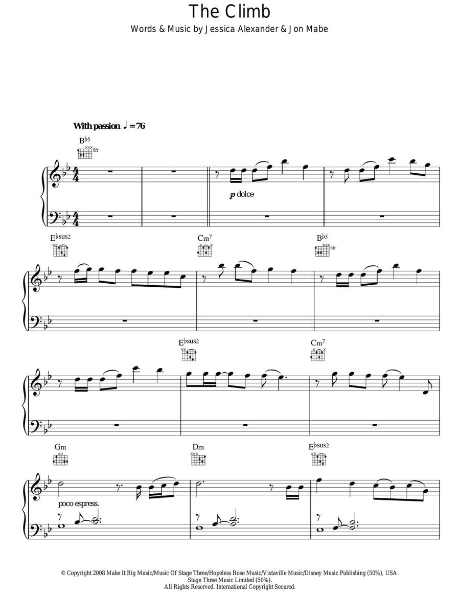 The Climb (from Hannah Montana: The Movie) Voice scores gallery preview page 1