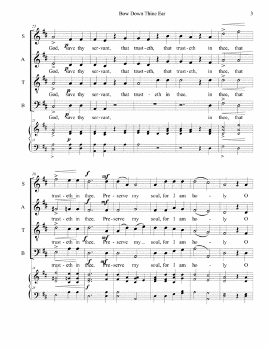 Bow Down Thine Ear 4-Part scores gallery preview page 3