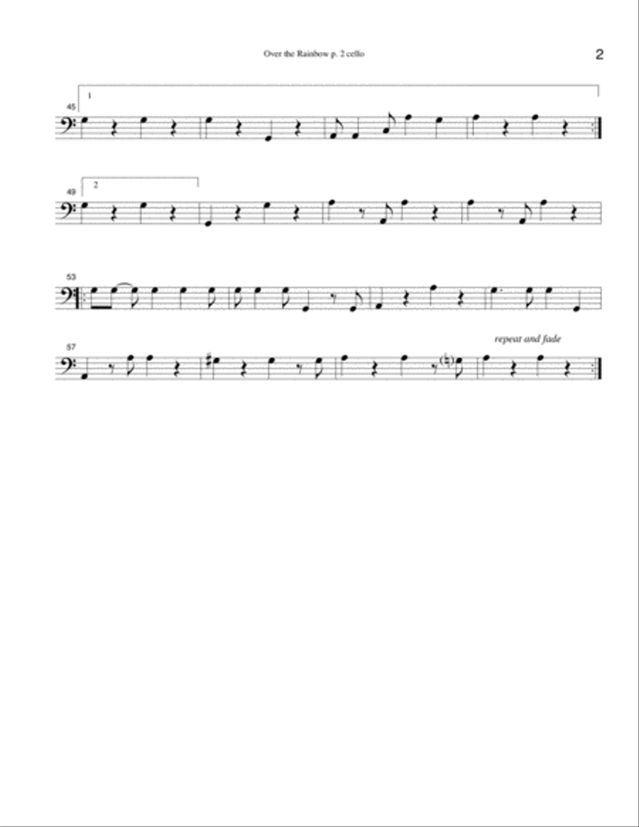 Over The Rainbow (from The Wizard Of Oz) String Quartet scores gallery preview page 2