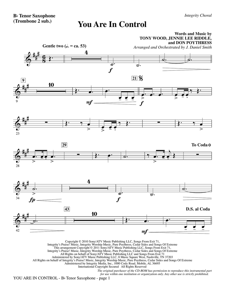 You Are In Control - Tenor Sax (sub. Tbn 2)